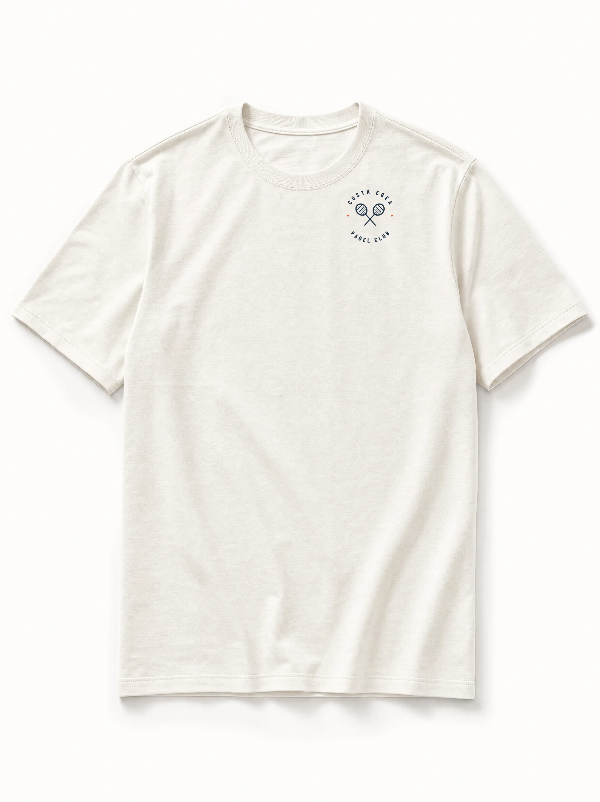 After Padel Tee in off-white, front with the Costa Egea crest