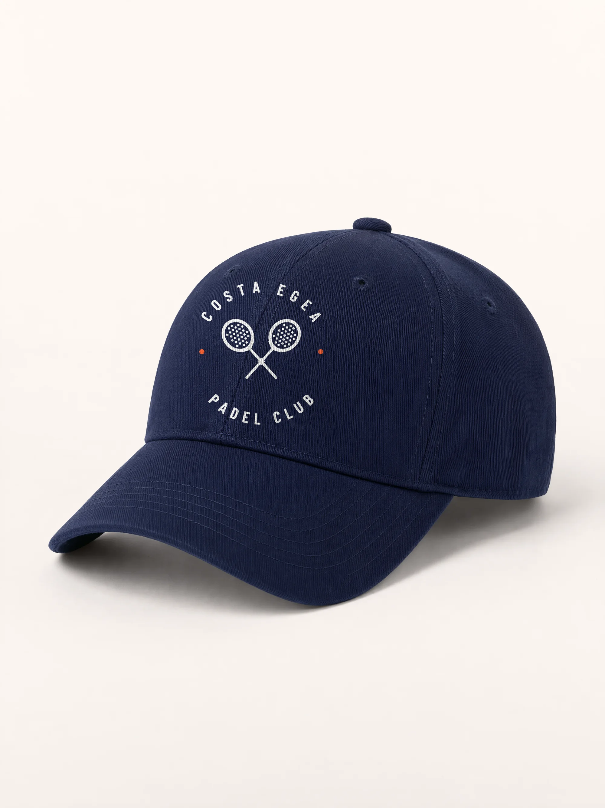 Cap in navy, three-quarter front with the Costa Egea crest