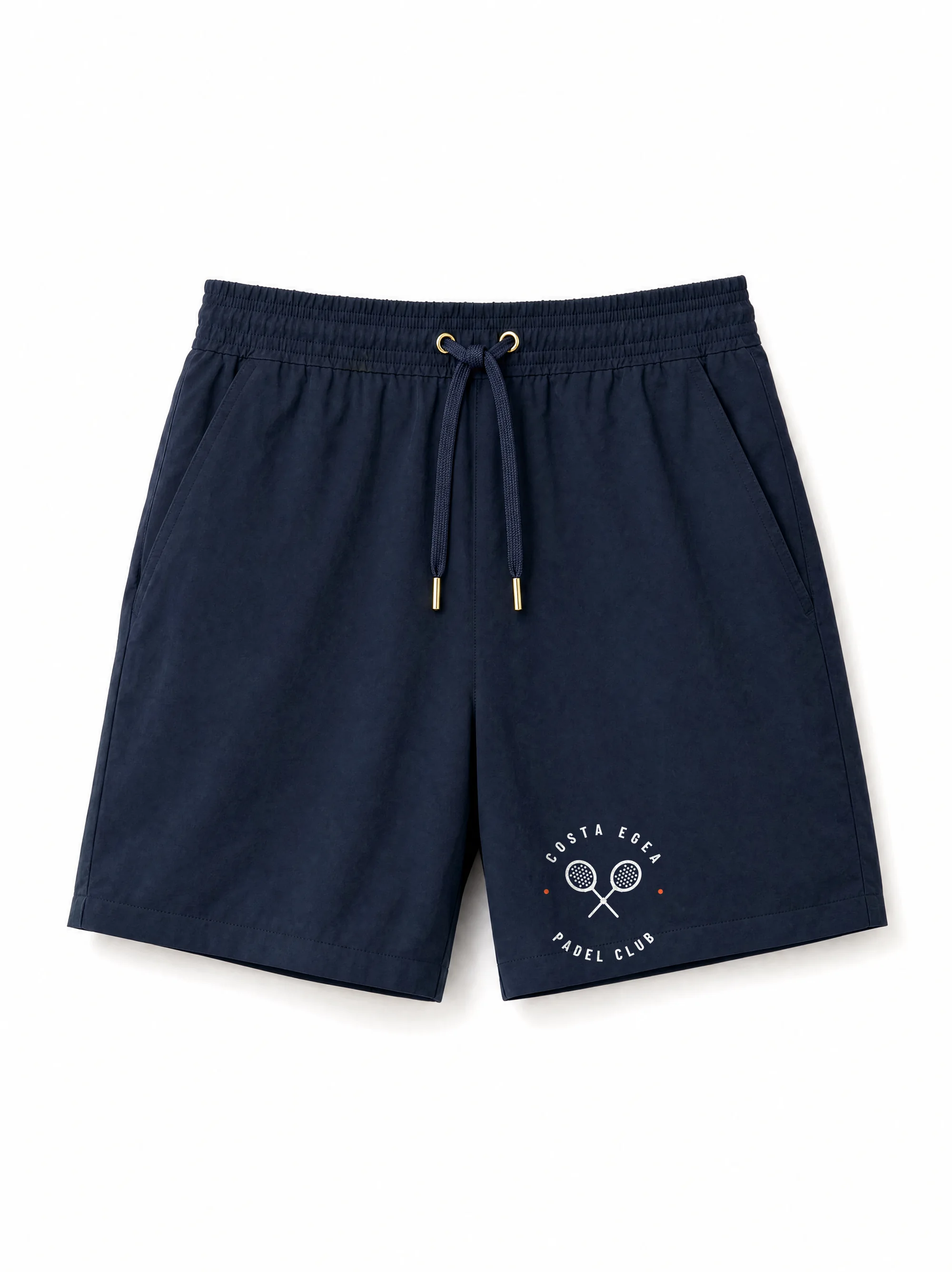 Court Short in navy, front with the Costa Egea crest