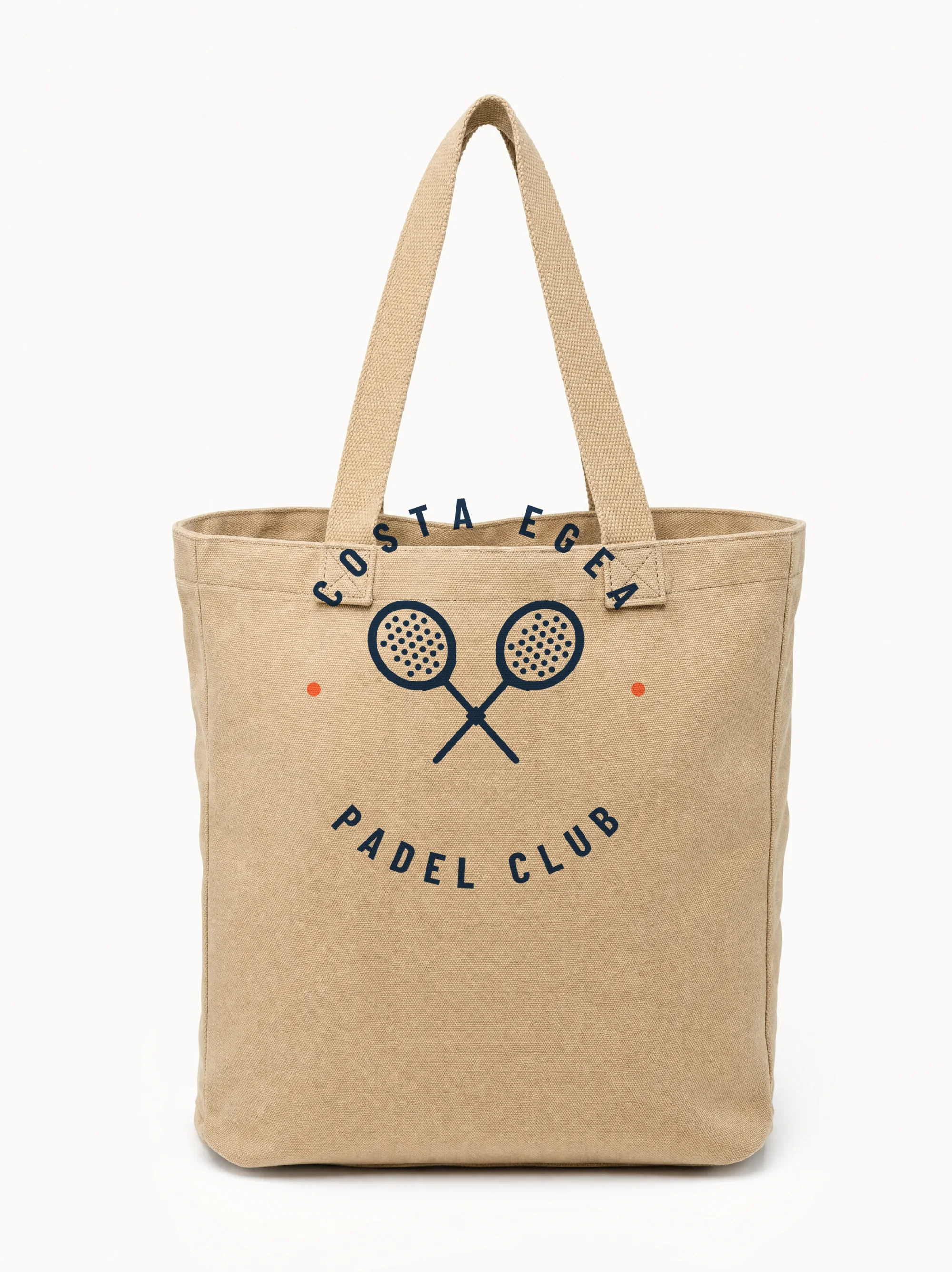 Tote in sand, front with the Costa Egea crest